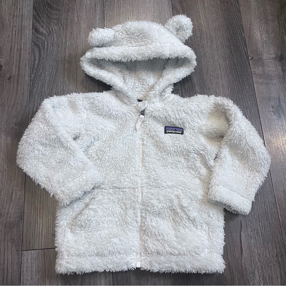 Patagonia Other - Patagonia Baby Off White Hooded Jacket With Bear Ears 12-18m